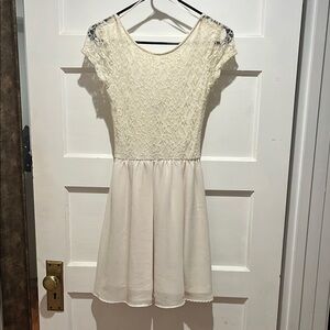 Elegant Cream Lace Kids Dress
